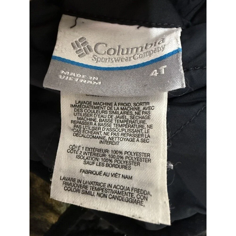 Columbia Reversible black Puffer Jacket Hooded camo Fleece Hunting Outdoor 4T